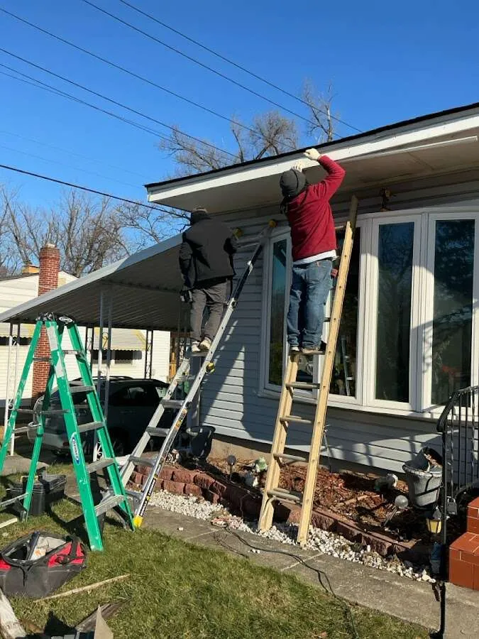 Restoration crew performing exterior repair in Roseville